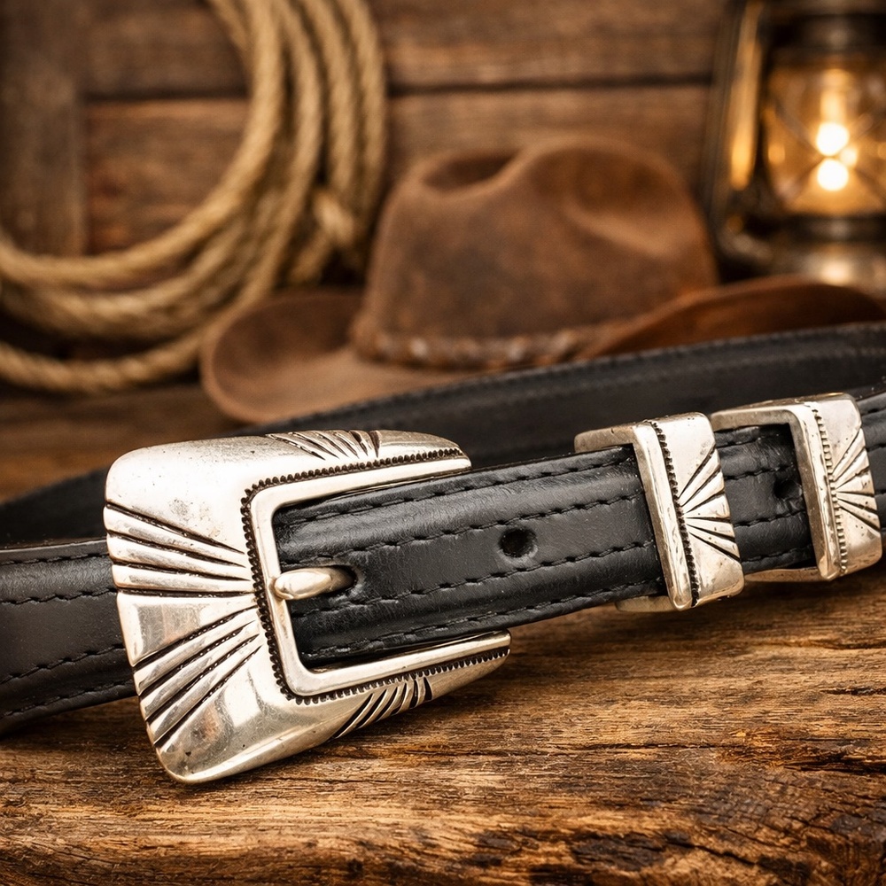 Tony Lama Style 7313 Western Belt – Size 30” – Black Leather & Silvertone Buckle